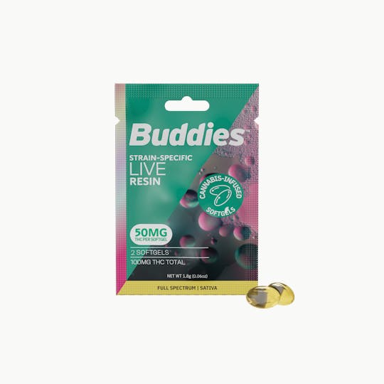 Buddies Brand - Live Resin 50mg Sativa Capsule 2pc - 1