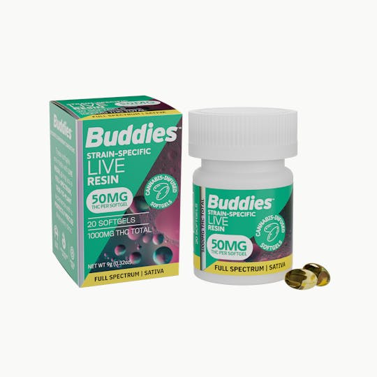 Buddies Brand - Live Resin 50mg Sativa Capsule 20pc - 1
