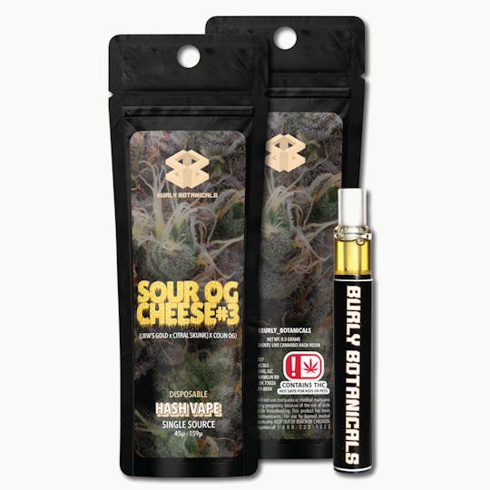Burly Botanicals - Burly Botanicals | Sour OG Cheese #3 | .5g Disposable Hash Vape - 1
