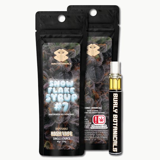 Burly Botanicals - Burly Botanicals | Snowflake Syrup #7 | .5g Disposable Hash Vape - 1
