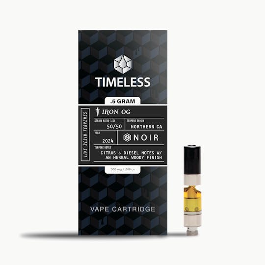 Timeless Vapes - NOIR Iron OG 500mg Vape Cartridge (Live Resin) - 1