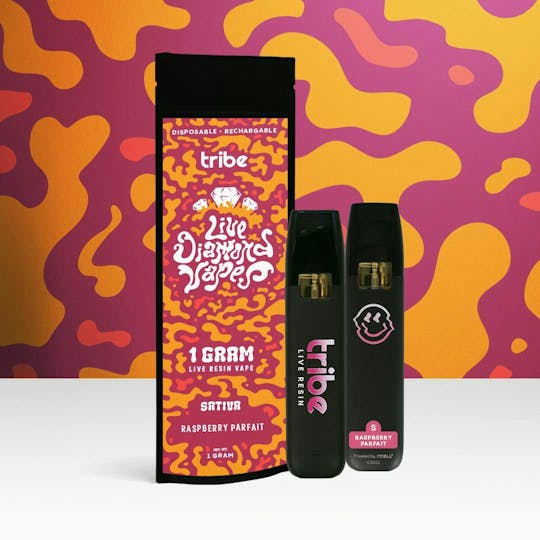 Tribe - Raspberry Parfait - Sativa - Live Diamonds - Disposable Tanks - 1g - 1