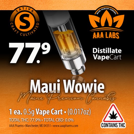 AAA Pharms - Maui Wowie - Distillate Vape Cart - 1