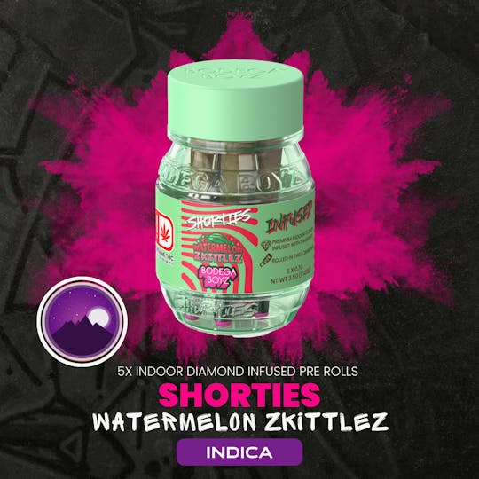 Bodega Boyz - Shorties Watermelon Zkittlez | 5 infused prerolls per Barrel: (INDICA) OK - 1