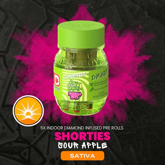 Bodega Boyz - Shorties Sour Apple | 5 infused prerolls per Barrel: (SATIVA) OK - 1