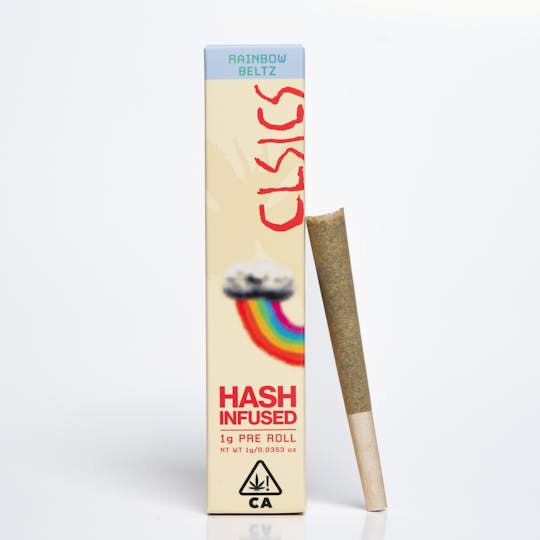 CLSICS Rosin & Rosin Infused Pre Rolls - Rainbow Beltz - 1g Hash Infused Pre Roll - 1