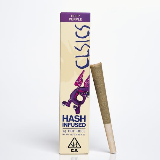 CLSICS Rosin & Rosin Infused Pre Rolls - Deep Purple - 1g Hash Infused Pre Roll - 1