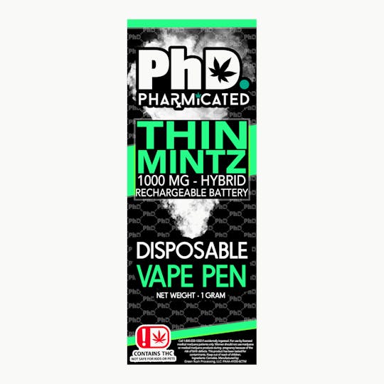 Pharmicated - PhD Disposable Vape Cart- 1000 mg - Thin Mintz (H) - 1