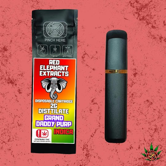 Eden Rose Processing - Red Elephant Extracts 2g Distillate Disposable Cart - Grand Daddy Purp - 1