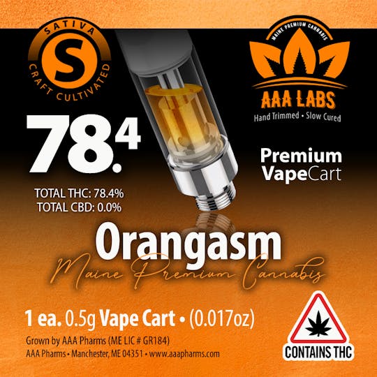 AAA Pharms - Orangasm - Cured Resin Cart - 1