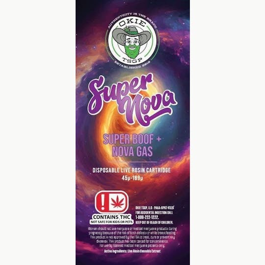 Okie TSGP - Super Nova - 45µ-189µ - 0.5g Disposable Live Rosin Cart - 1