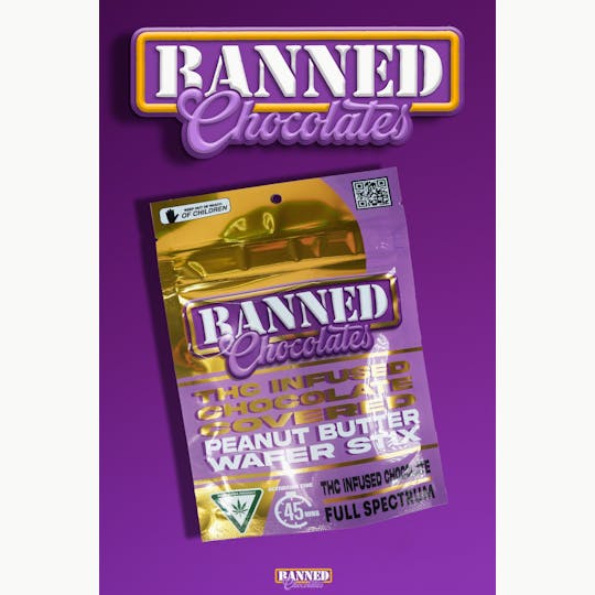 Banned Edible Co - CHOCOLATE COVERED PEANUT BUTTER WAFER STICKS 200MG | 3 PACK - 1