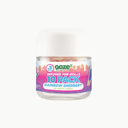 OozeX - Rainbow Sherbert 10-pack .5g Bubble Hash Infused Pre-Rolls - 1