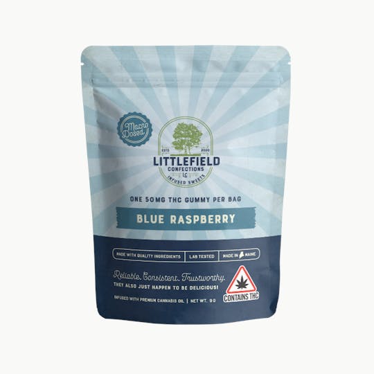 Littlefield Confections - Gummy Blue Raspberry THC 50mg total - 1