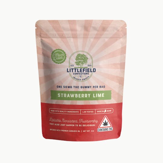 Littlefield Confections - Gummy Strawberry Lime THC 50mg total - 1