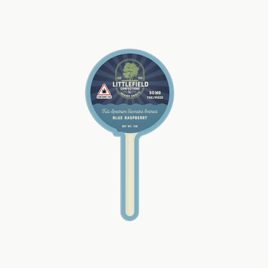 Littlefield Confections - Lollipop Blue Raspberry 50mg THC/ Piece - 1