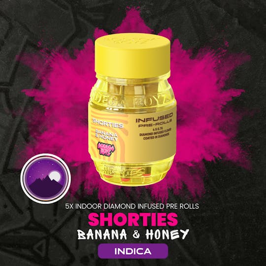 Bodega Boyz - Shorties Bananas & Honey | 4 infused prerolls per Barrel: (INDICA) | NY - 1