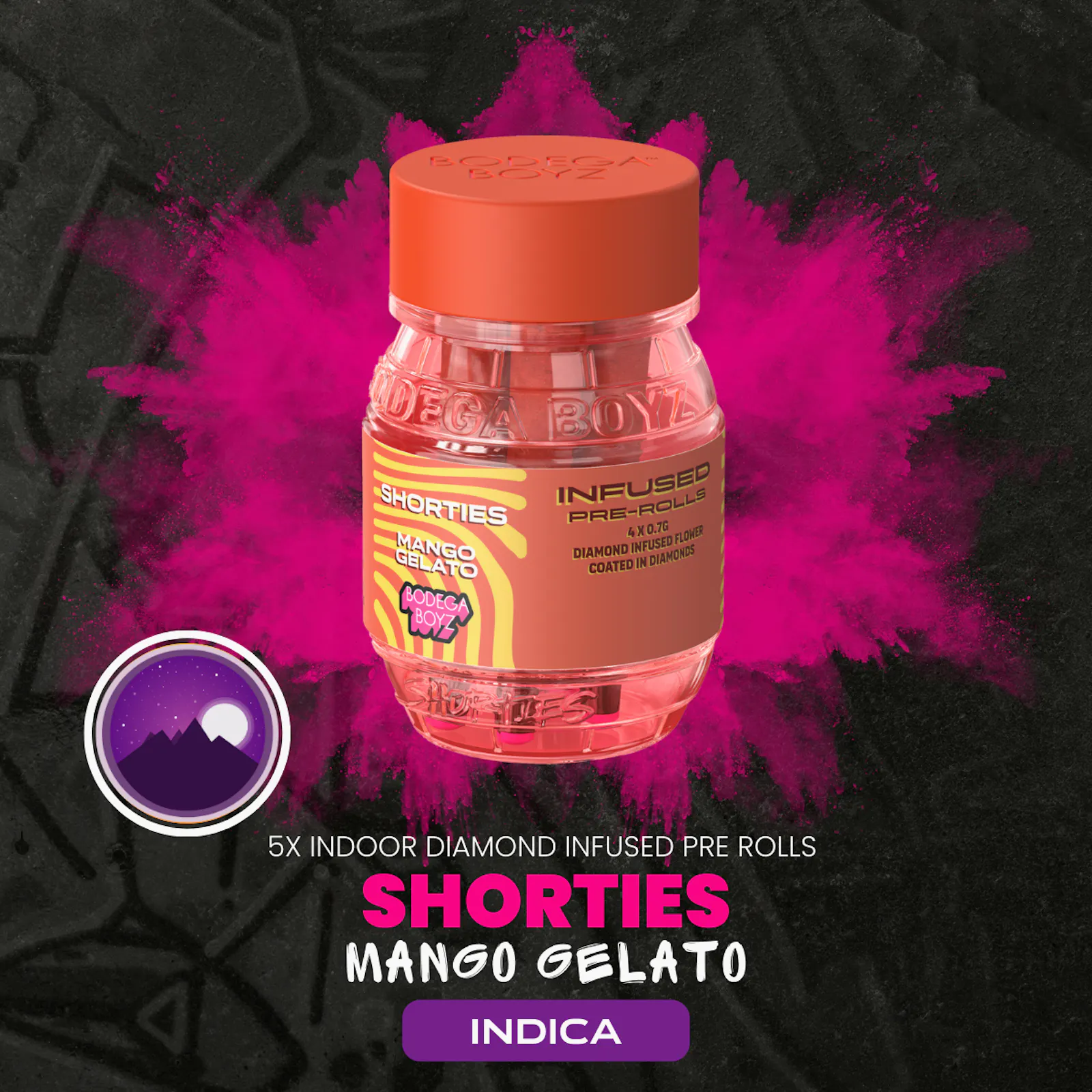 Shorties Mango Gelato | 4 infused prerolls per Barrel: (INDICA) | NY