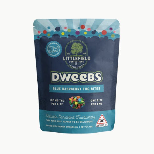 Littlefield Confections - Dweebs Blue Raspberry THC 100mg total - 1