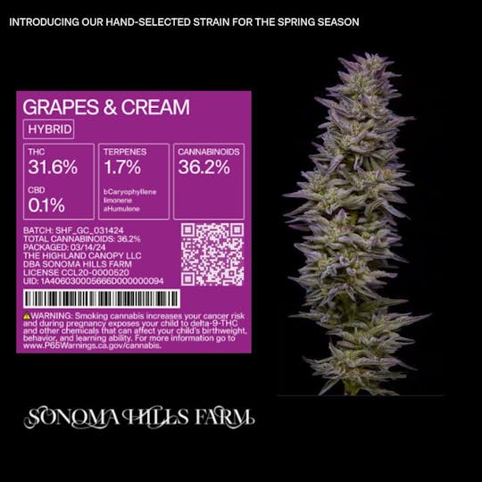 Sonoma Hills Farm - Grapes & Cream - 3.5g Flower Jar - 1