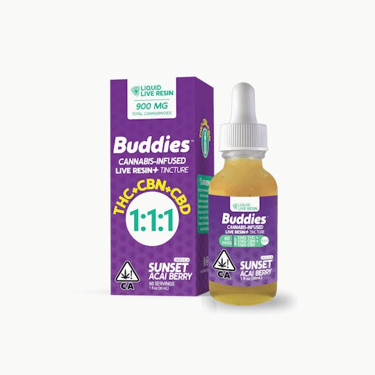 Buddies Brand - Live Resin Tincture Sunset THC/CBD/CBN 5mg:5mg:5mg - 30ml - 1