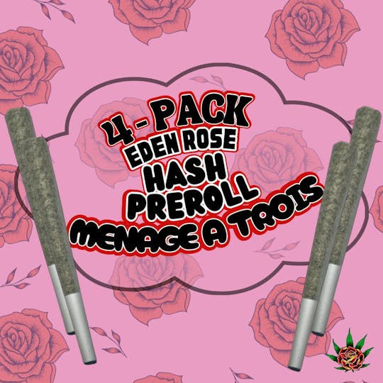 Eden Rose Processing - Eden Rose 4 pack Bubble Hash Infused Pre-rolls - Menage a trois (Indica) - 1