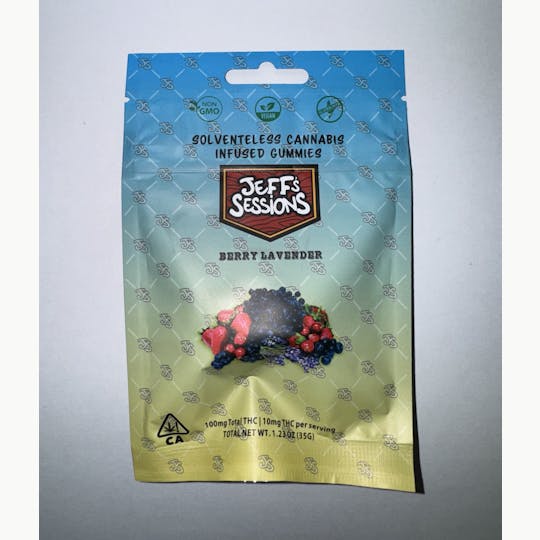 Jeff's Sessions - Jeff's Sessions Berry Lavender Solventless Gummies 100mg - 1