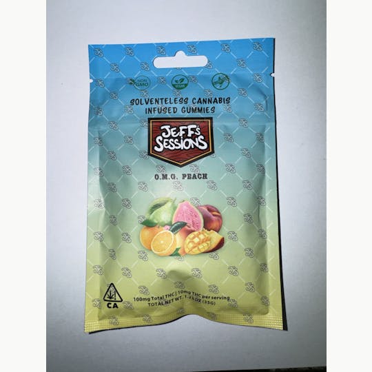 Jeff's Sessions - Jeff's Sessions O.M.G. Peach Solventless Gummies 100mg - 1