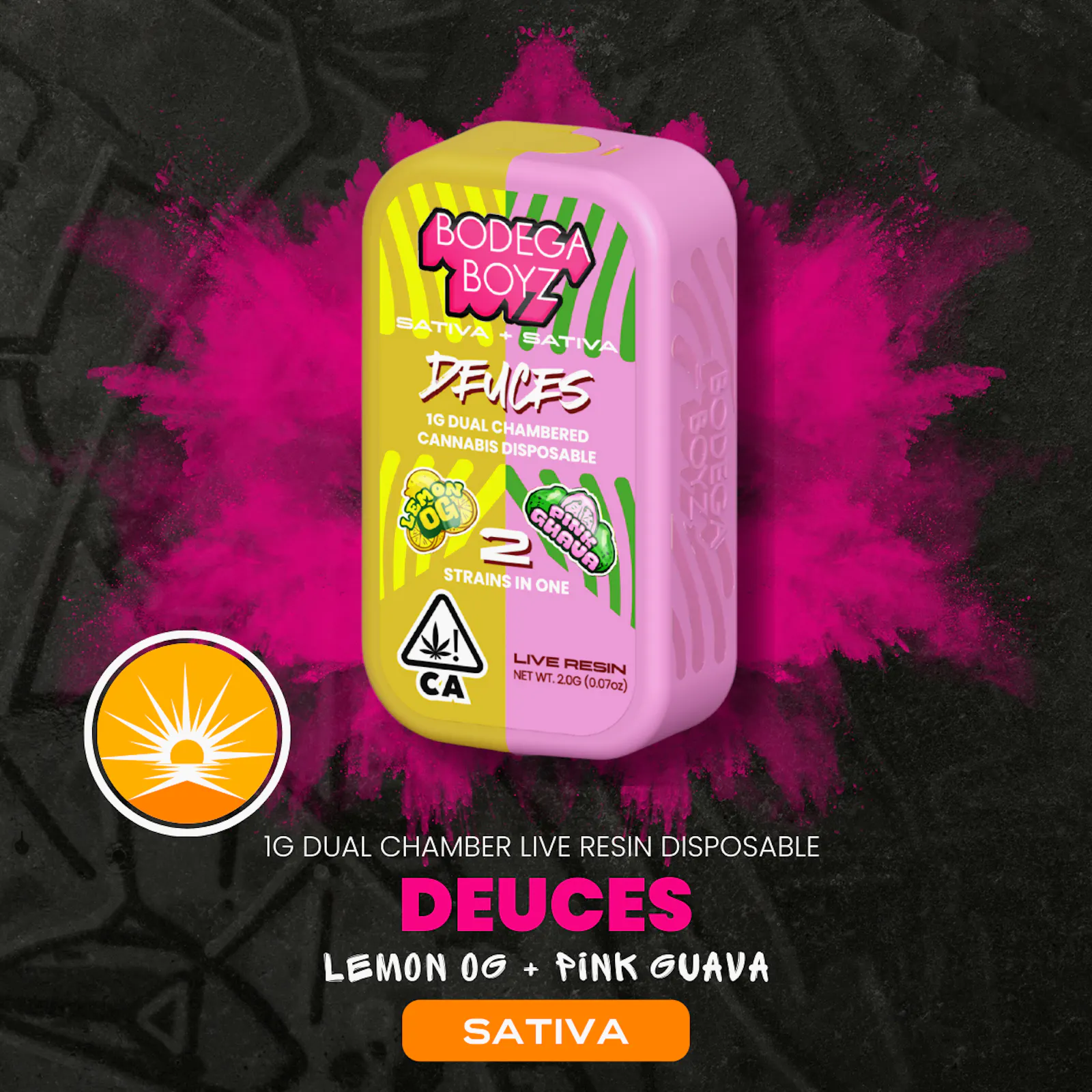 1 gram Deuces Lemon OG x Pink Guava Live Resin Disposable Vape | CA