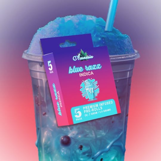 Amnesia MI - Blue Razz - Infused PreRolls 5 Pack 3.5g - 1