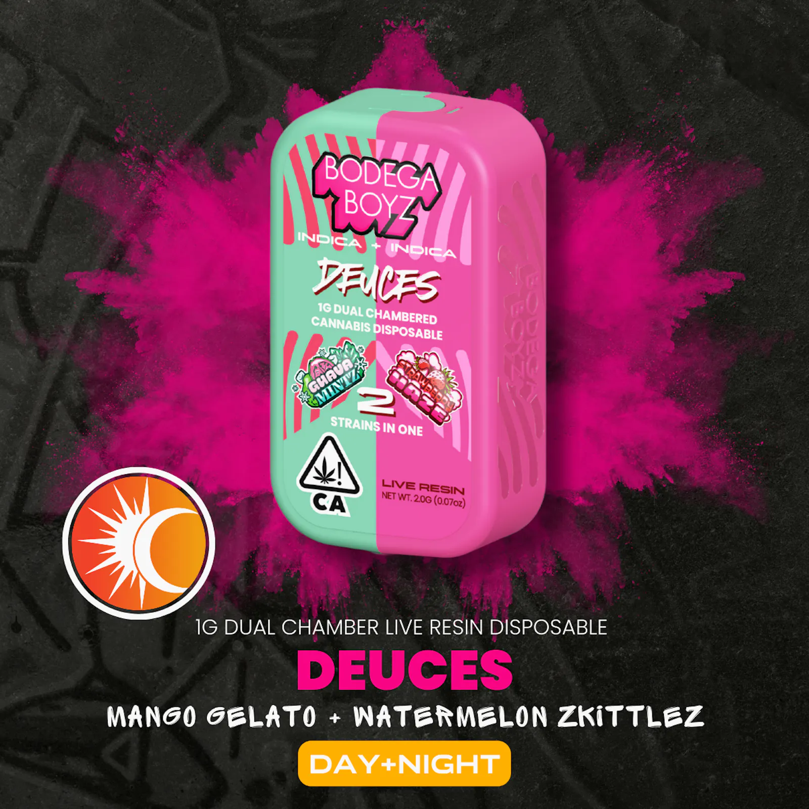 1 gram Deuces Mango Gelato x Watermelon Zkittlez Live Resin Vape | CA