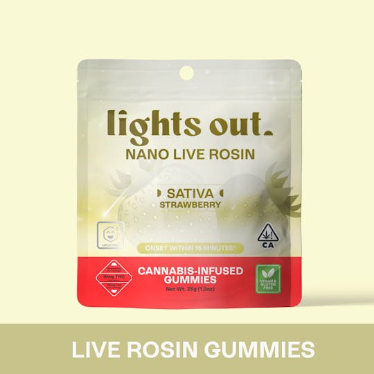 Lights Out - Strawberry (Sativa) Live Rosin Nano Edible 100mg - 1