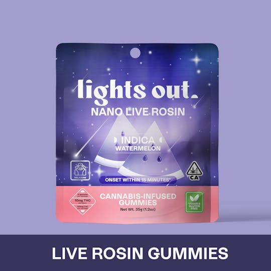 Lights Out - Watermelon (Indica) Live Rosin Nano Edible 100mg - 1