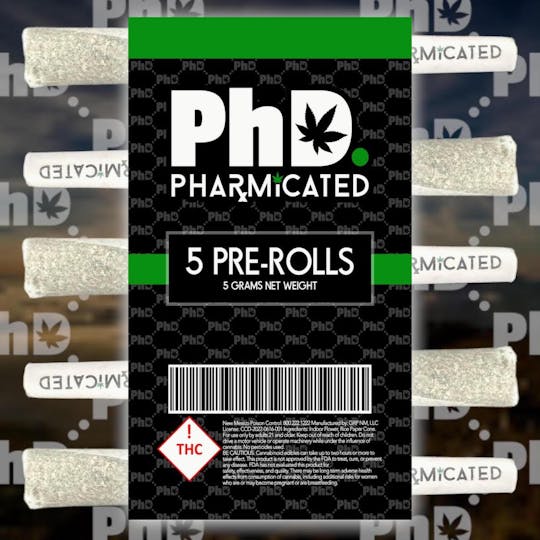 Pharmicated - PhD 5-1g Pre-Roll Box - L.A. Vanilla Cake (I) - 1