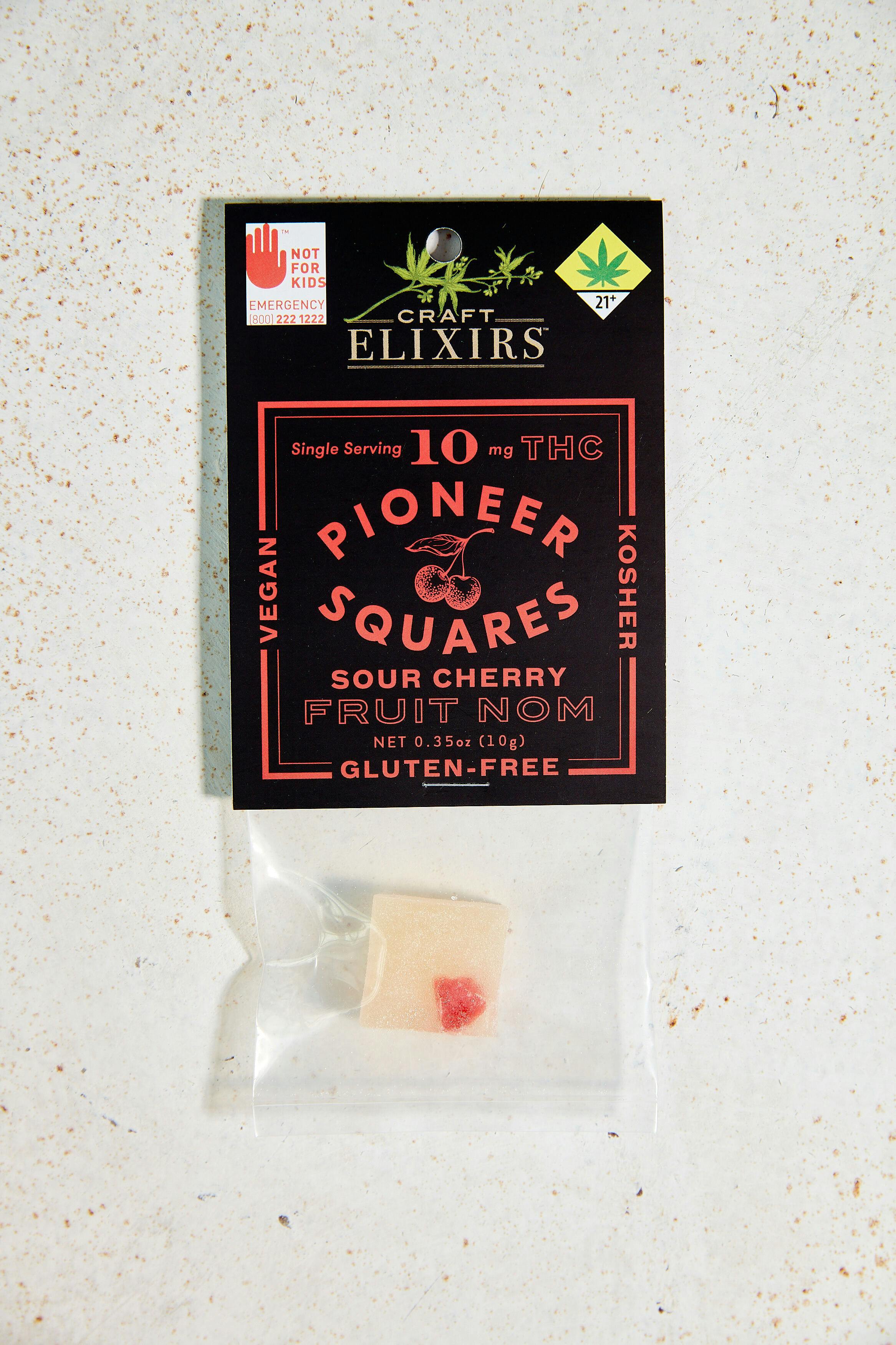 Pioneer Squares by Craft Elixirs - Gummies Sour Cherry [Single] (10mg THC) - 1