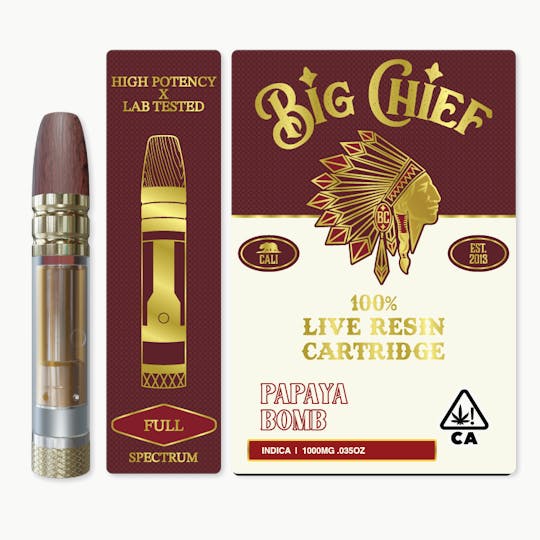 Big Chief - PAPAYA BOMB - 100% Live Resin 1G Cartridge - 1