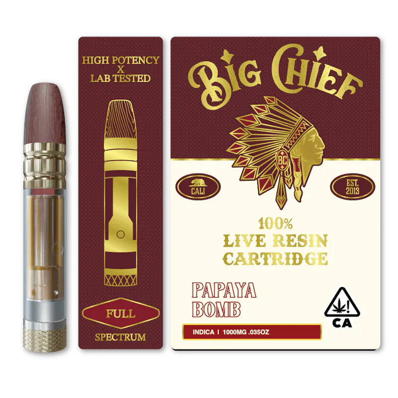 Big Chief Papaya Bomb Live Resin Cartridge 1g cartridge