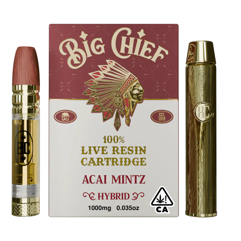 Big Chief Acai Mintz Live Resin Cartridge & Battery 1g cartridge