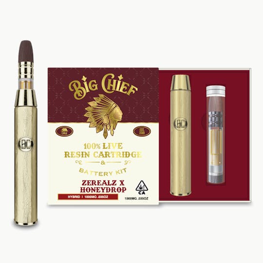 Big Chief - ZEREALZ X HONEYDROP - 100% Live Resin 1G Cartridge & Battery Kit All-In-One - 1