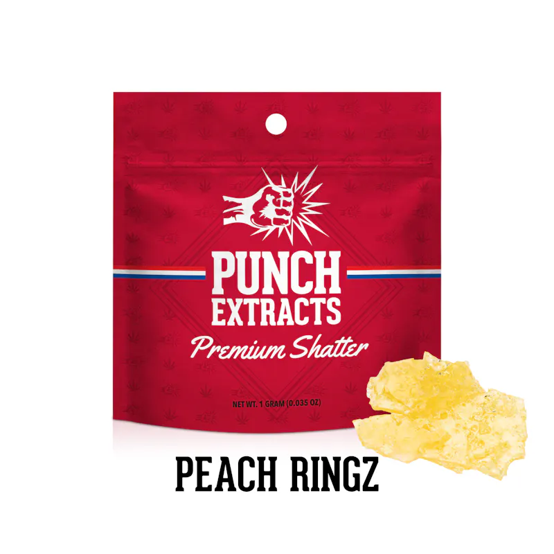 Punch Edibles Peach Rings BHO Shatter (1g) concentrate