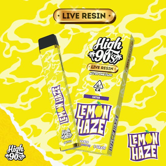 HIGH 90s - High 90s : Lemon Haze Live Resin 1g All-In-One Vape - 1
