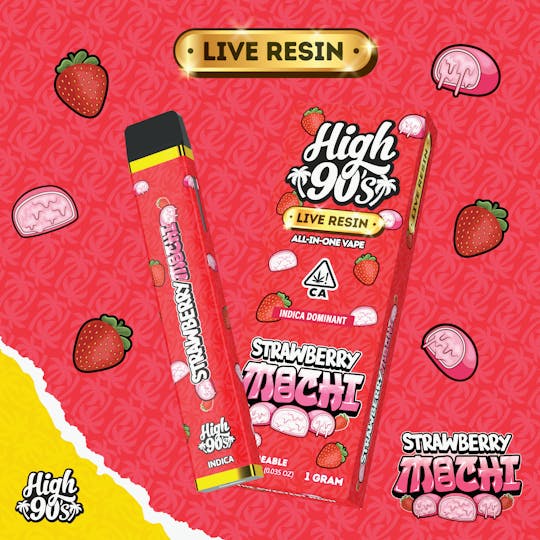 HIGH 90s - High 90s : Strawberry Mochi Live Resin 1g All-In-One Vape - 1