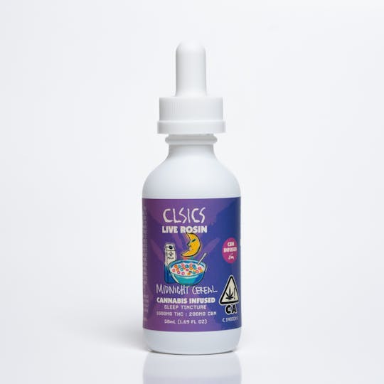 CLSICS Rosin & Rosin Infused Pre Rolls - Midnight Cereal - 5:1 THC/CBN (1000mg) Tincture - 1