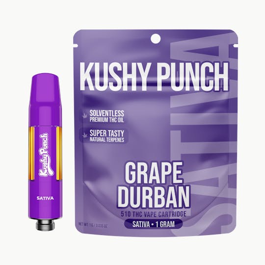 Kushy Punch - 1G Kushy Punch 510 Vape Cart - Grape Durban - 1