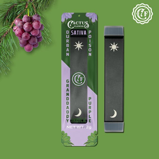 Cactus Flower - Durban Poison/Grandaddy Purple 2G Dual Vape - 1