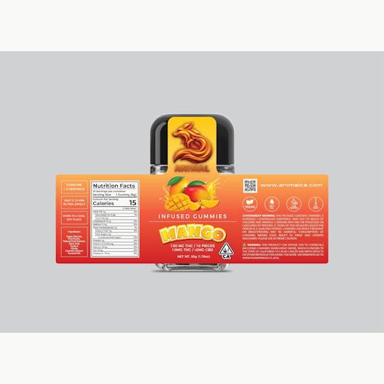 Animal - Mango Flavored Gummies - 10 x 10mg/gummy - 1