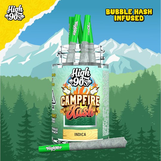 HIGH 90s - Campfire Kush - 0.5g High Fives Bubble Hash Infused Pre-Rolls 5 Pack - 1