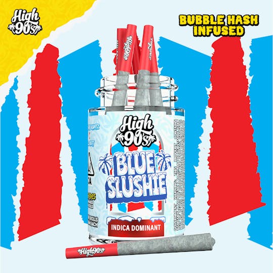 HIGH 90s - Blue Slushie - 0.5g High Fives Bubble Hash Infused Pre-Rolls 5 Pack - 1