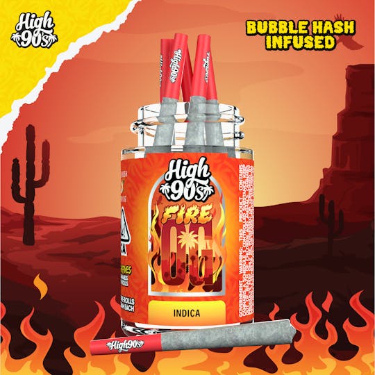 HIGH 90s - Fire OG - 0.5g High Fives Bubble Hash Infused Pre-Rolls 5 Pack - 1