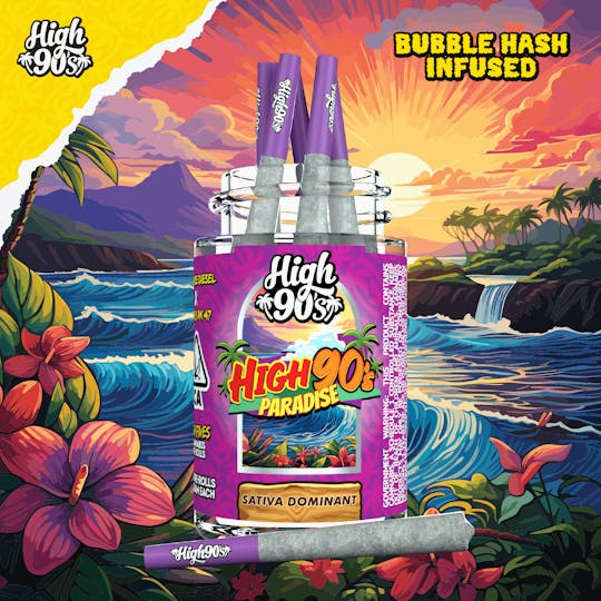 HIGH 90s - High 90's Paradise - 0.5g High Fives Bubble Hash Infused Pre-Rolls 5 Pack - 1